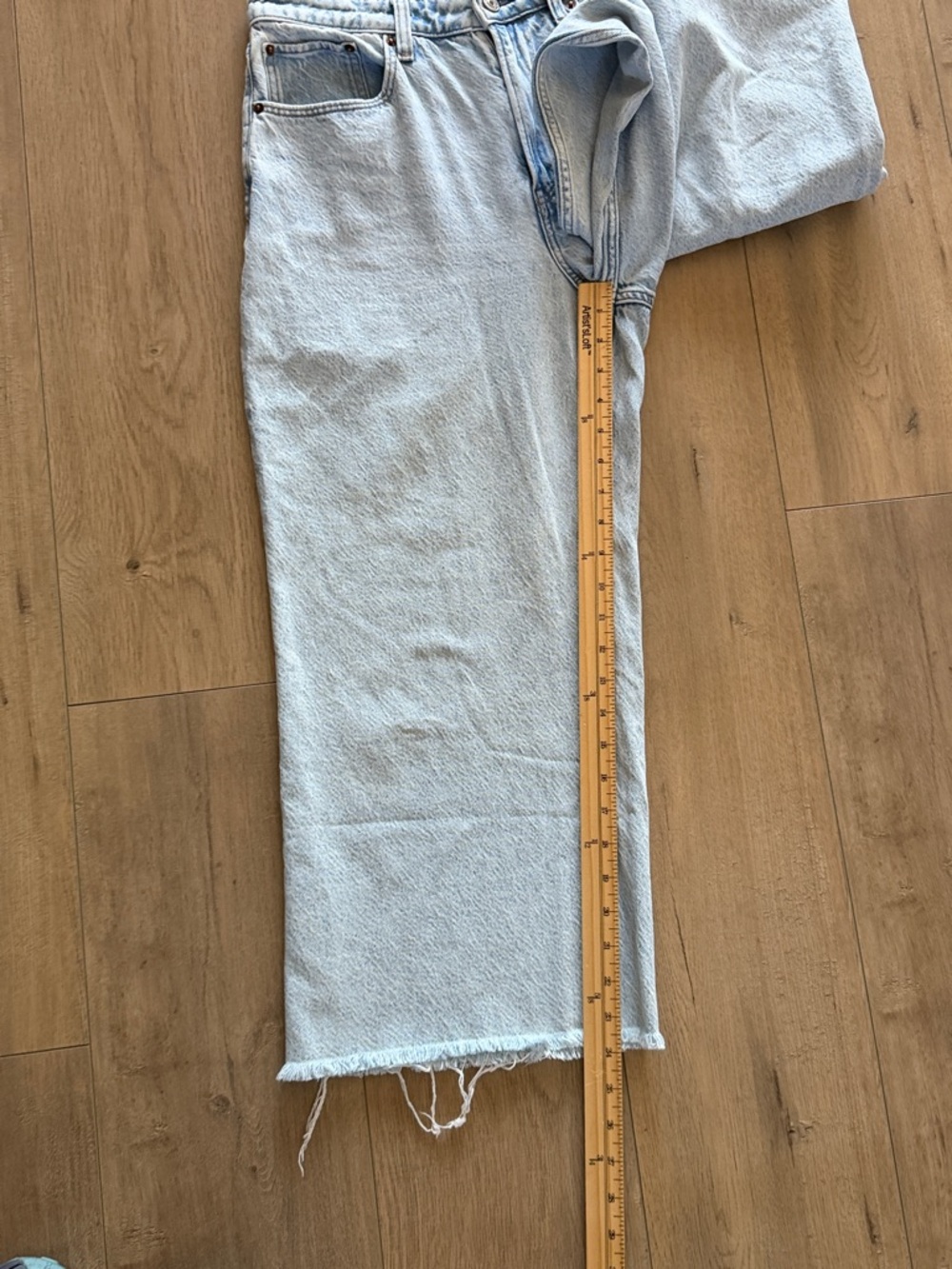 Abercrombie & Fitch Curve Love High Rise Cropped Wide Leg Jeans Sz 6S Light Wash - Picture 11 of 13